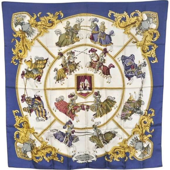 304190BR (S1) Hermes Scarf Carre 90 "Chevalerie" Multicolor Silk - Picture 1 of 9